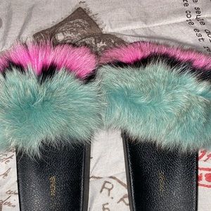 Fashion Nova Fur Slides.